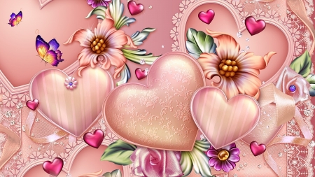 Valentine Hearts - pretty, Valentine, Heart, Art