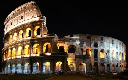 Colosseum at Night - ancient, building, italy, structure, rome, colosseum