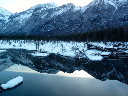 Eagle River, Alaska - snow, landscape, water, mountains