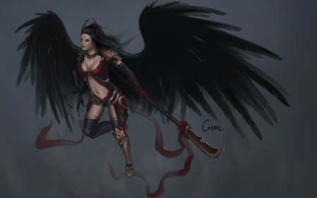 Dark angel - fantasy, game, dark, girl, woman, angel