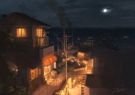 Anime Scenery - art, japan, night, scenery, anime, japanese