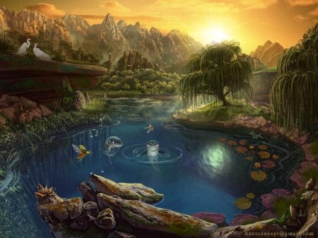 â™¥ - lake, fantasy, abstract, art