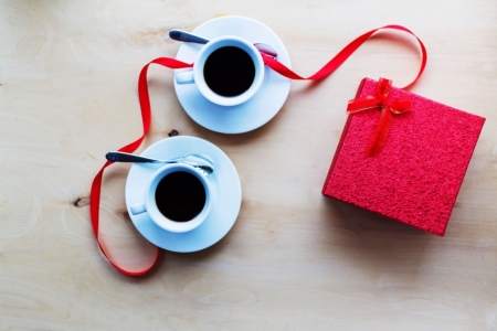 ♥ - abstract, cups, red, coffee