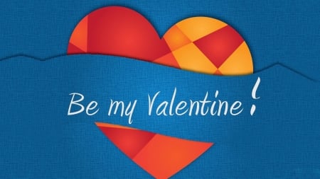 Be my Valentine! - red, card, valentine, heart, orange, texture, blue