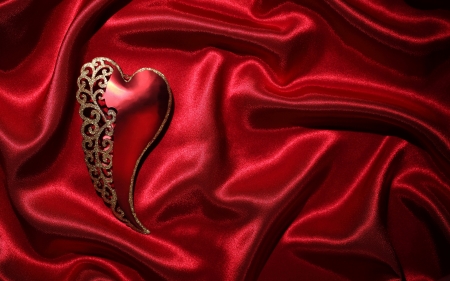 Happy Valentine's Day! - red, card, silk, valentine, heart