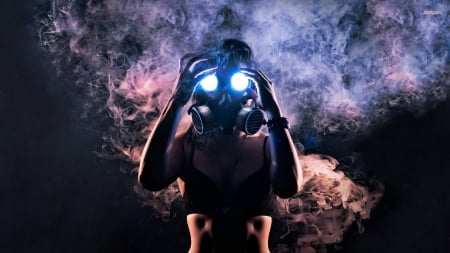 Gas Mask - mask, blue, smoke, gas, color