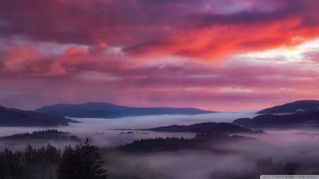 Breaking Dawn - nature, Trossachs National Park, Scotland, United Kingdom, sky