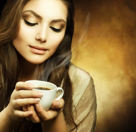 Beauty - anna subbotina, model, coffee, hand, girl, cup, woman