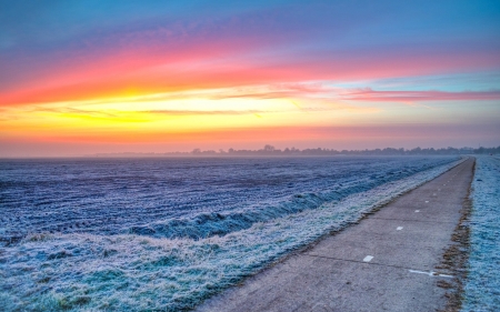 Winter fields - nature, fields, sky, snow, winter