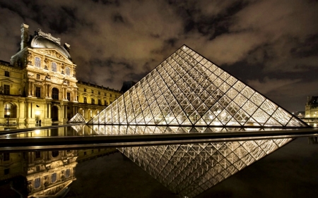 Louvre Museum - wide screen, modern, beautiful, photo, france, architecture, paris, scenery, photography, louvre museum