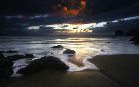 beach sunset - fun, sunset, nature, beach, ocean, cool