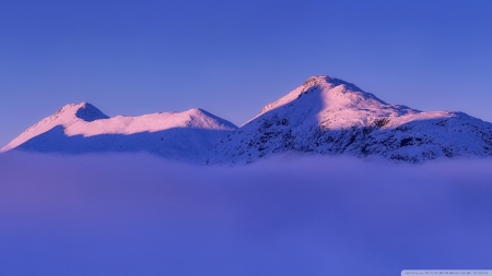 Snowy Mountain, Winter Mist - nature, glencoe, winter, united kingdom, mountains, scotland