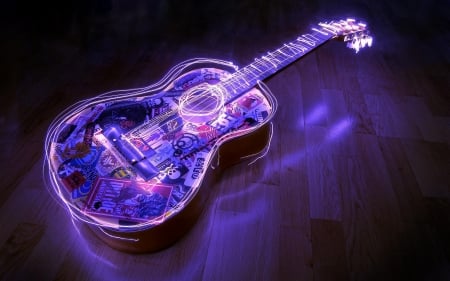 neon-lights-guitar - music, colorful, guitar, neon