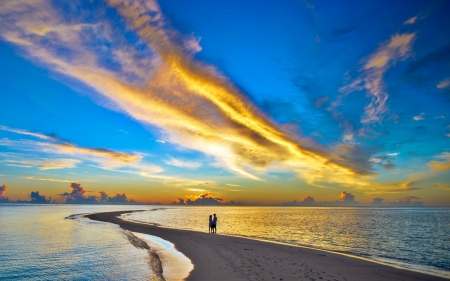 Sunset - sunset, nature, couple, sky