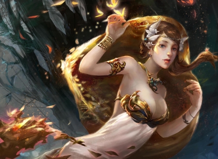 Helen of Troya - art, helen of troya, girl, luminos, frumusete, golden, fantasy