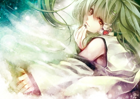 Like a Fantasy - sanae kochiya, touhou, anime, green hair