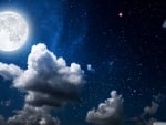 Moon, Clouds, Dark Sky