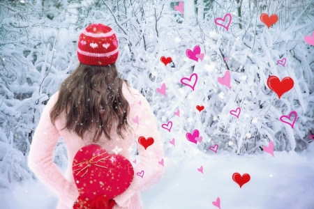 â™¥ - winter, lady, cold, red