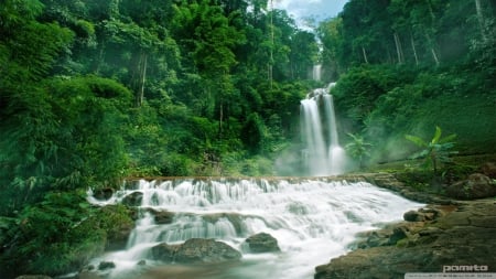 Waterfall - nature, green, waterfalls, forests