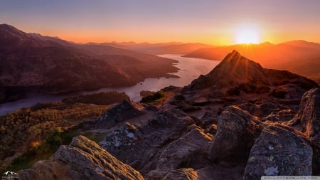 Beautiful Sunset, Scotland - nature, sunsets, united kingdom, mountains, scotland, europe