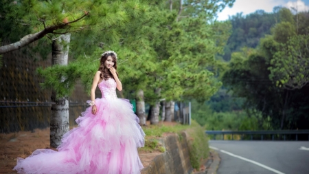 Lovely Girl - road, pink, woman, model