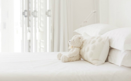 My Teddy - room, teddy bear, bed, white