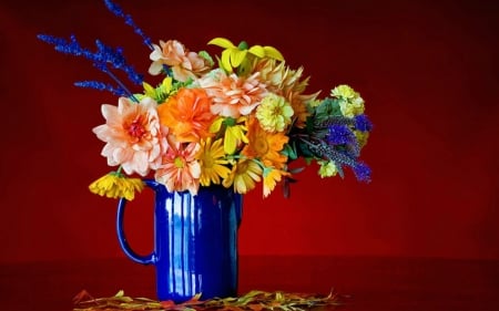 Still Life - flowers, still life, container, petals