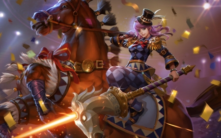 Sir Benzington - game, fantasy, girl, spear, horse, heroes of newerth, sir benzington