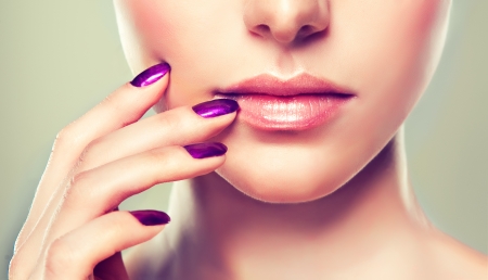 Pink - face, purple, pink, lips, nails, hand, lipstick, woman