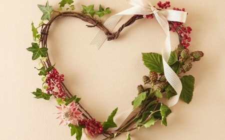 .â™¥.Bow Heart.â™¥. - bow, flower, heart, red