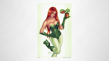 Poison Ivy - villain, iluustration, poison ivy, dc comics, Elias Chatzoudis, simple background