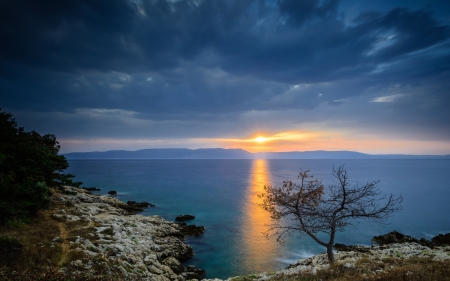 Beautiful Sunset - sunset, nature, coast, splendor, landscape, sea, croatia