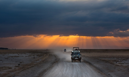 Magical Sky - nature, amazing, sunset, car