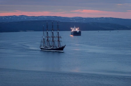 Bon Voyage - ship, sky, ocean, sea