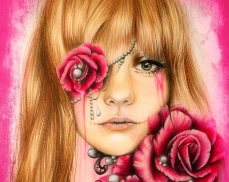 Sweet Valentine - girls, roses, fantasy, sugar skull, love four seasons, weird things people wear, sweet, beloved valentines, drawings