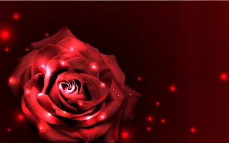 Red Rose - glow, flowers, rose, red