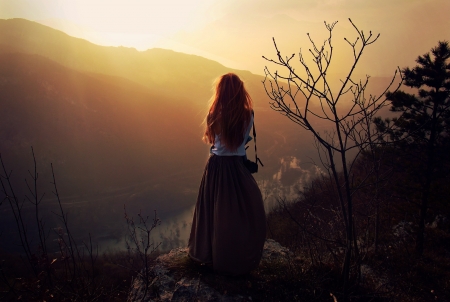 Beautiful Sunset - sunset, nature, woman, model