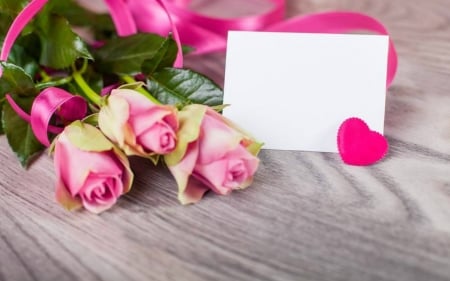 For You - flowers, card, roses, petals