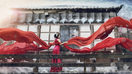 Lady in Red - red, woman, model, fashion