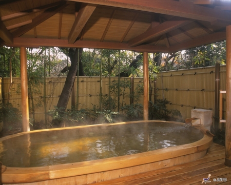 Japanese Onsen - house, open air, japan, onsen, japanes, bath, spring