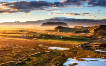 Iceland - mountains, valley, iceland, clouds