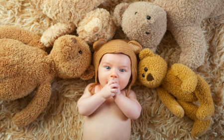 Cute Baby - toy, child, baby, teddy bear