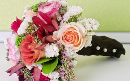 Beautiful Bouquet - flowers, bouquet, roses, petals