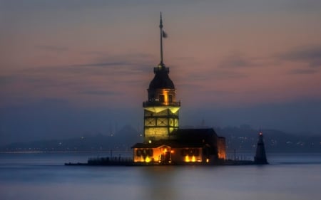 The Bosphorus - turkey, lights, strait, istanbul, the lighthouse, the bosphorus