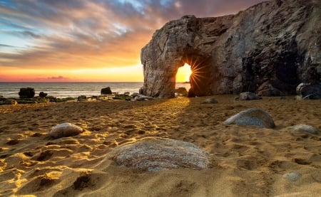 Beach Sunset - nature, beach, sunset, sea