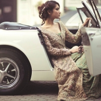 Girl with vintage car