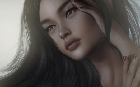 Beauty - beauty, woman, face, rendering, girl, luminos, fantasy