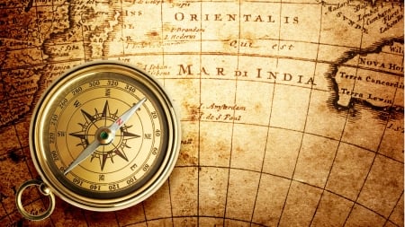 Vintage Compass - map, sailing, vintage, travel, compass, paper, shipping