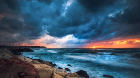 Sea and Sky - clouds, sea, nature, sky