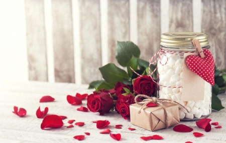 ♥ - roses, abstract, flowers, red